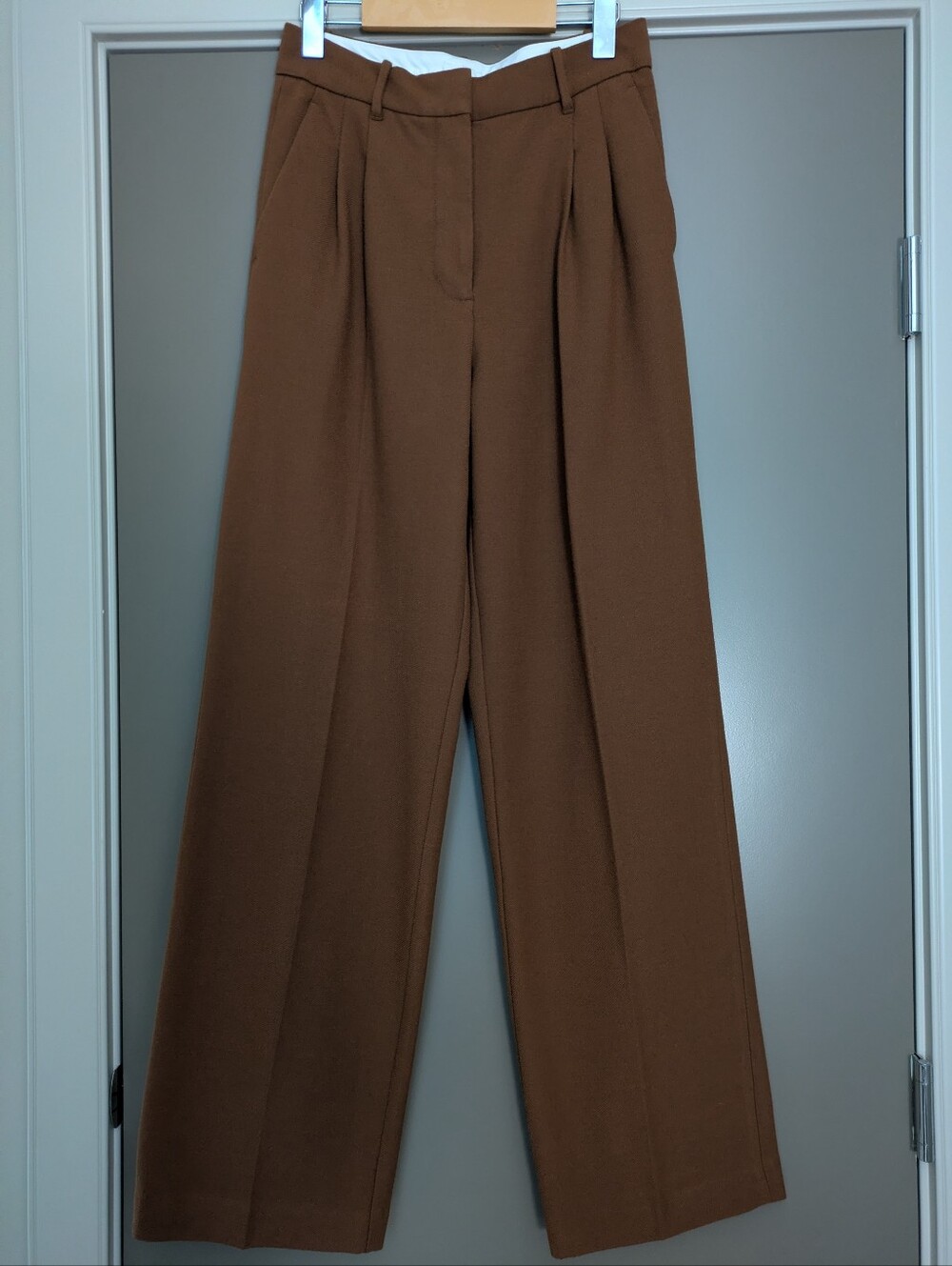 Aritzia Wilfred Wool Blend Effortless Wide Leg Pants Cognac Brown - Size 6